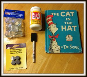 supplies for Dr. Seuss magnets