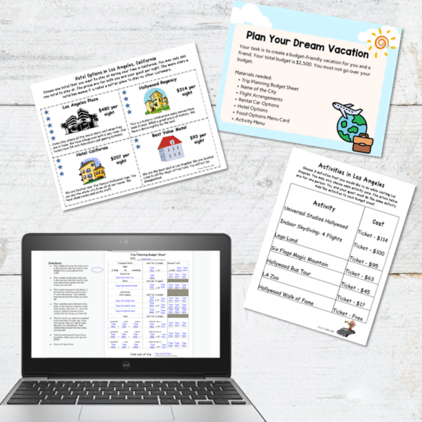 Plan a Vacation Math Project End of Year Activity Grades 3-5