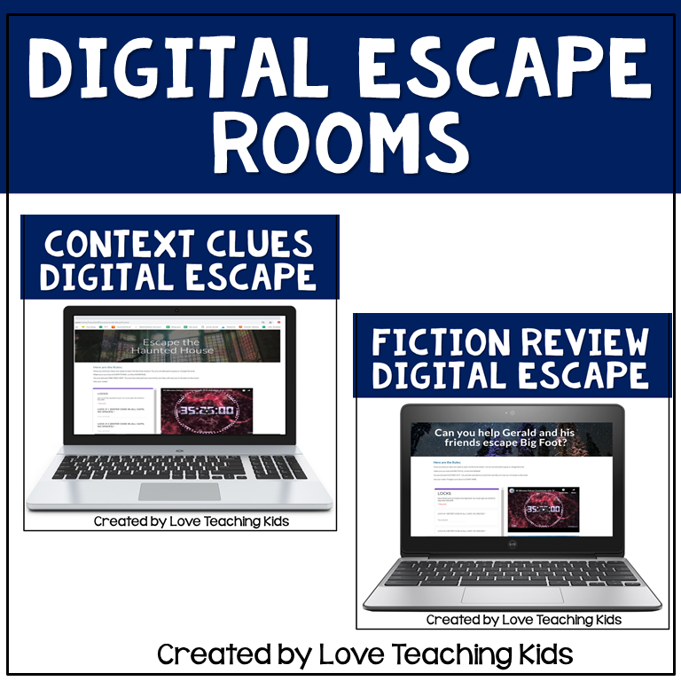 Escape Rooms for Kids Context Clues Reading Passages and 