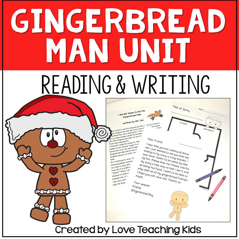 gingebread man books reading and writing activity