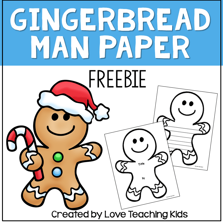 gingerbread man books writing paper freebie